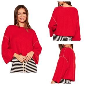 Sundry Sweater Cropped Whip Stitch in Flare Red size med NWT
